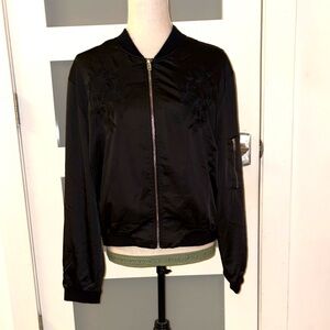 Elegant Black Bomber Jacket for Women